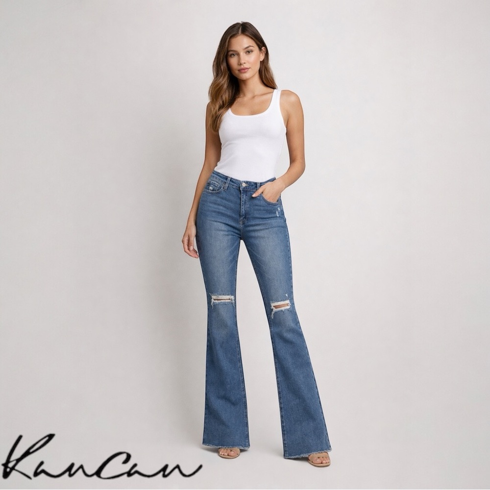 KanCan Women’s High-Rise Wide leg Med Wash Estilo # KC20013M Jeans Size 30x31.5”